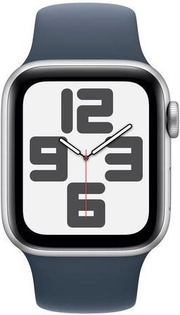 Apple Watch SE 2nd Gen (2022) (GPS) - 32GB - 44mm - Silver Aluminum Case with Storm Blue Rubber Sport Band - Small/Medium Size