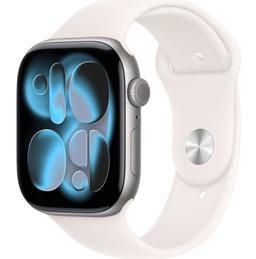 Apple Watch Series 11 (Cellular + GPS) - 64GB - 46mm - Space Grey Aluminum Case with Light Blush Silicone Sport Band - S/M Size