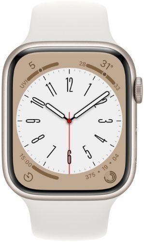 Apple Watch Series 8 (Cellular + GPS) - 32GB - 45mm - Starlight Aluminum Case with White Rubber Sport Band