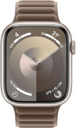 Apple Watch Series 9 (Cellular + GPS) - 64GB - 45mm - Starlight Aluminum Case with Taupe Stainless Steel Magnetic Link Band - Small/Medium Size