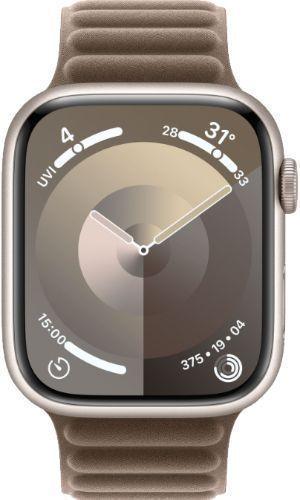 Apple Watch Series 9 (Cellular + GPS) - 64GB - 45mm - Starlight Aluminum Case with Taupe Stainless Steel Magnetic Link Band - Small/Medium Size
