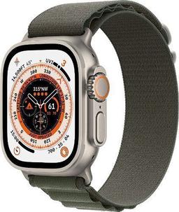 Apple Watch Ultra (Cellular + GPS) - 32GB - 49mm - Titanium Titanium Case with Green Rubber Alpine Loop Band - Medium Size