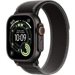 Apple Watch Ultra 3 - 64GB - 49mm - Black Titanium Case with Black/Charcoal Polyester + Spandex Trail Loop Band - S/M Size
