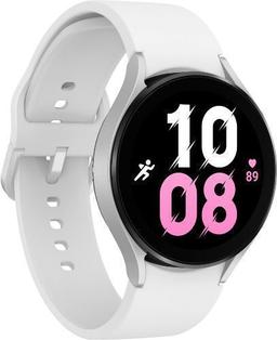 Samsung Galaxy Watch5 (Bluetooth + LTE) - 16GB - 44mm - Silver Aluminum Case with White Fluoroelastomer Sport Band