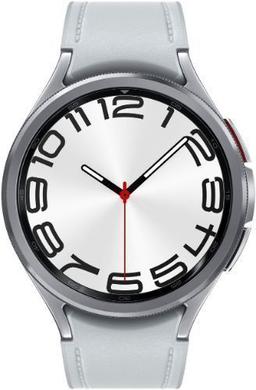 Samsung Galaxy Watch6 (Bluetooth) - 16GB - 47mm - Silver Classic (Stainless Steel) Case with Silver Hybrid Eco-Leather Hybrid Eco-Leather Band