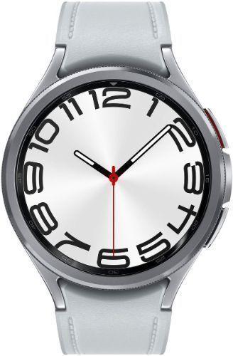 Samsung Galaxy Watch6 (Bluetooth) - 16GB - 47mm - Silver Classic (Stainless Steel) Case with Silver Hybrid Eco-Leather Hybrid Eco-Leather Band