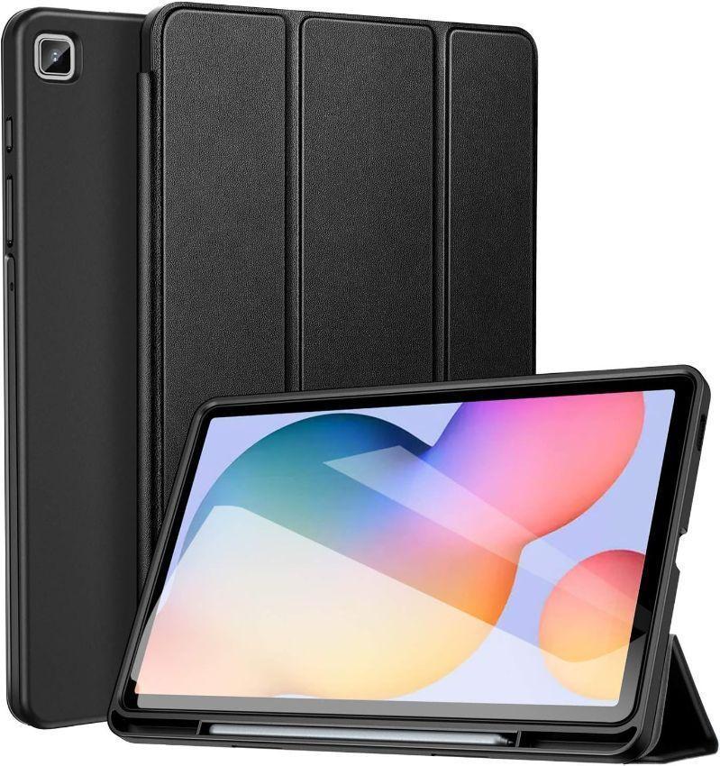 Trifold PU Leather Stand Protective Flip Tablet Case with Stylus Slot for Galaxy Tab S6 Lite (2020 / 2022)